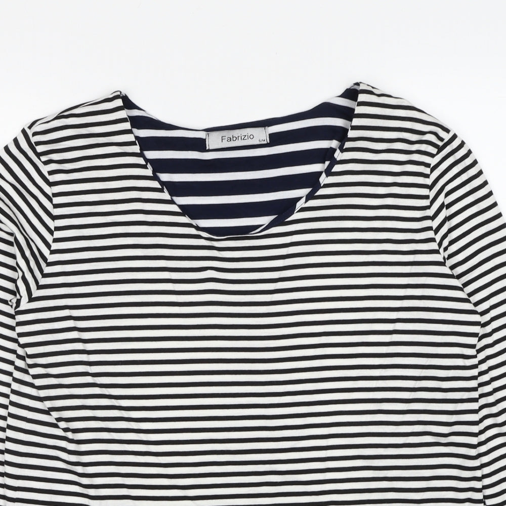 Fabrizio Womens Black Round Neck Striped Viscose Pullover Jumper Size S - Size S/M