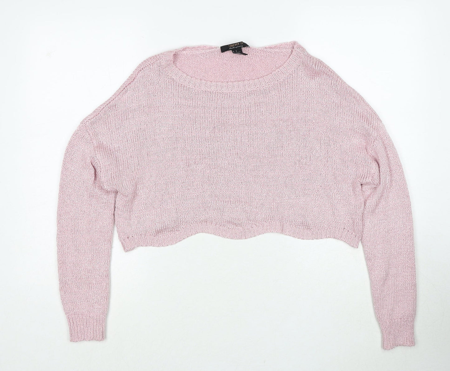 FOREVER 21 Womens Pink Round Neck Polyester Pullover Jumper Size M