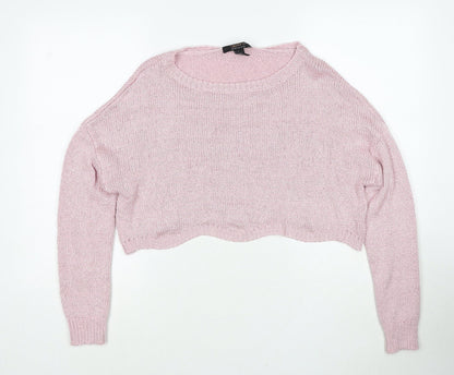 Forever 21 Womens Pink Round Neck Polyester Pullover Jumper Size M