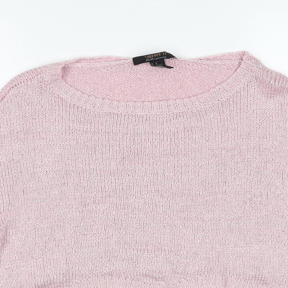 FOREVER 21 Womens Pink Round Neck Polyester Pullover Jumper Size M