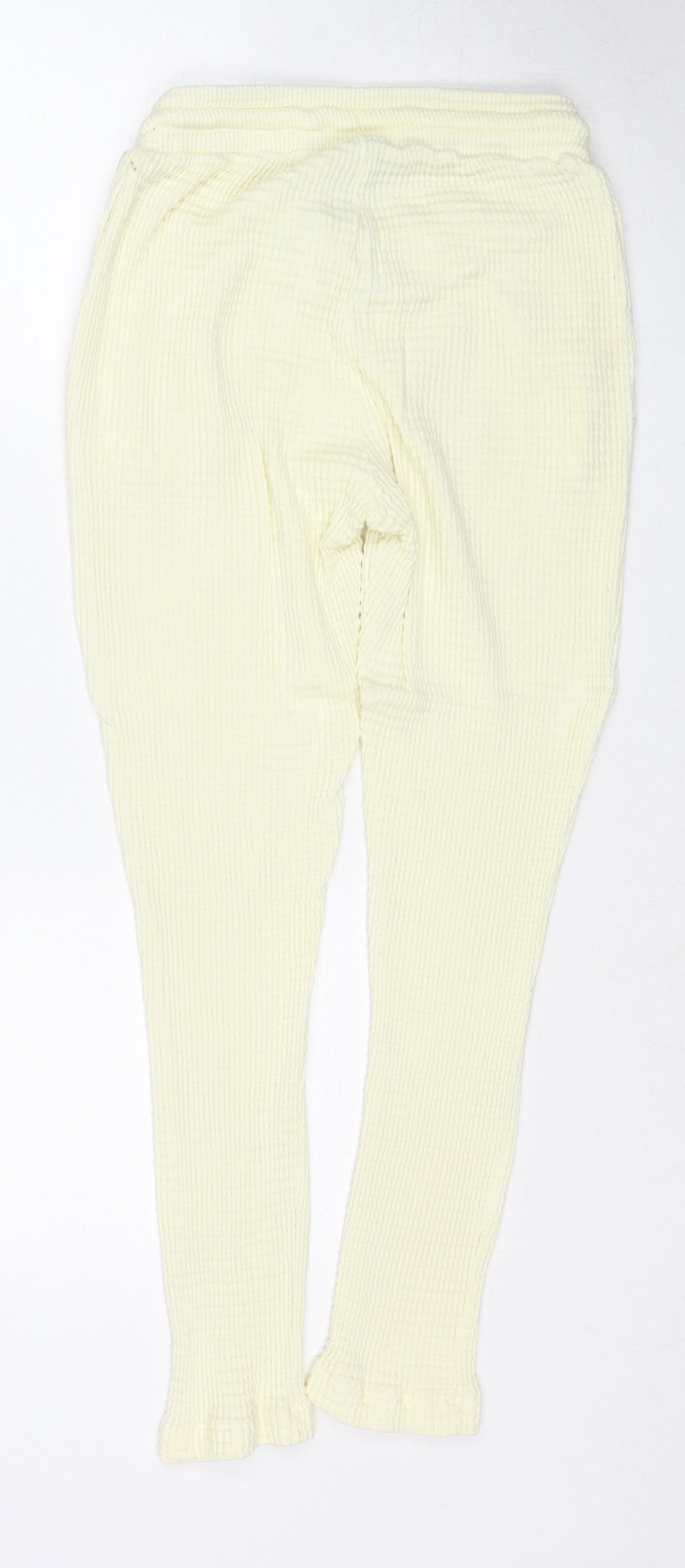 ASOS Womens Ivory Cotton Jogger Trousers Size 6 Regular Drawstring - Textured