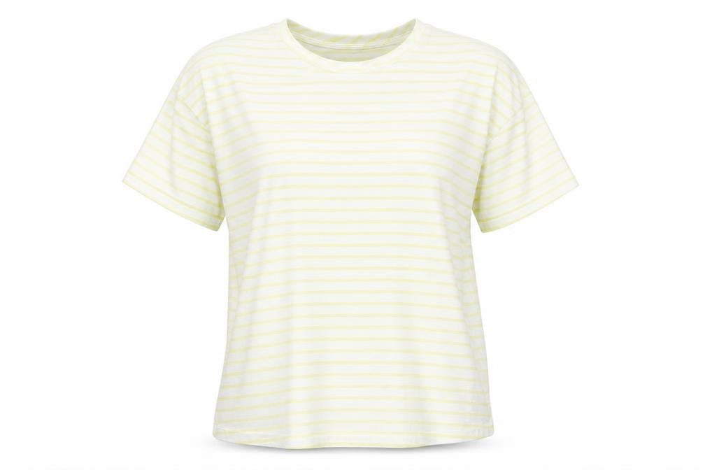 ASOS Womens Yellow Striped Cotton Basic T-Shirt Size 6 Round Neck