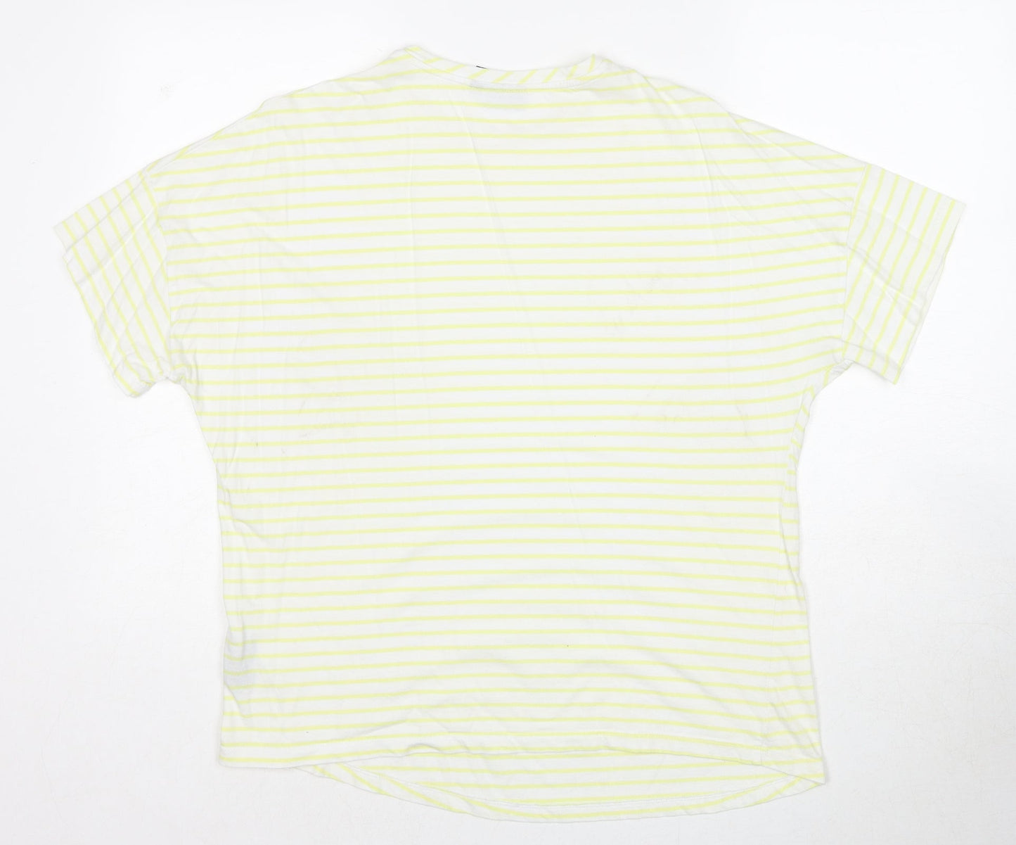 ASOS Womens Yellow Striped Cotton Basic T-Shirt Size 6 Round Neck