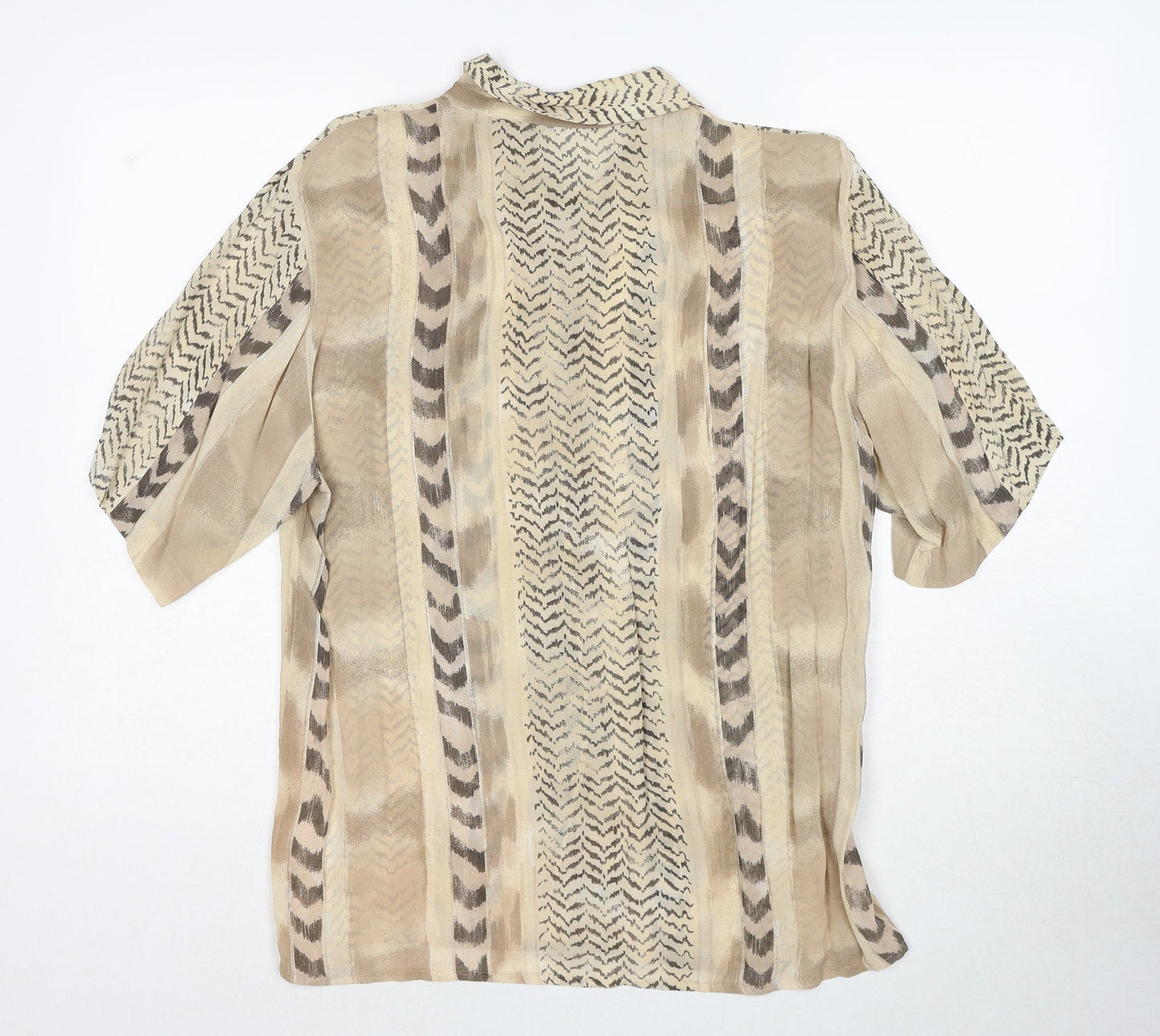 Yarell Womens Beige Geometric Polyester Basic Blouse Size 10 Collared