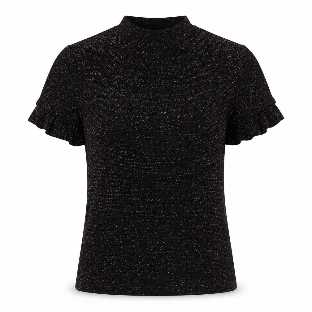 Monki Womens Black Geometric Polyamide Basic Blouse Size M Mock Neck