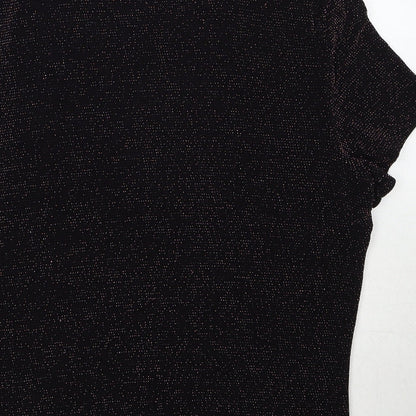 Monki Womens Black Geometric Polyamide Basic Blouse Size M Mock Neck