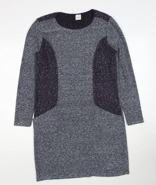 Stock Shop Womens Black Colourblock Polyester Jumper Dress Size S Round Neck Pullover