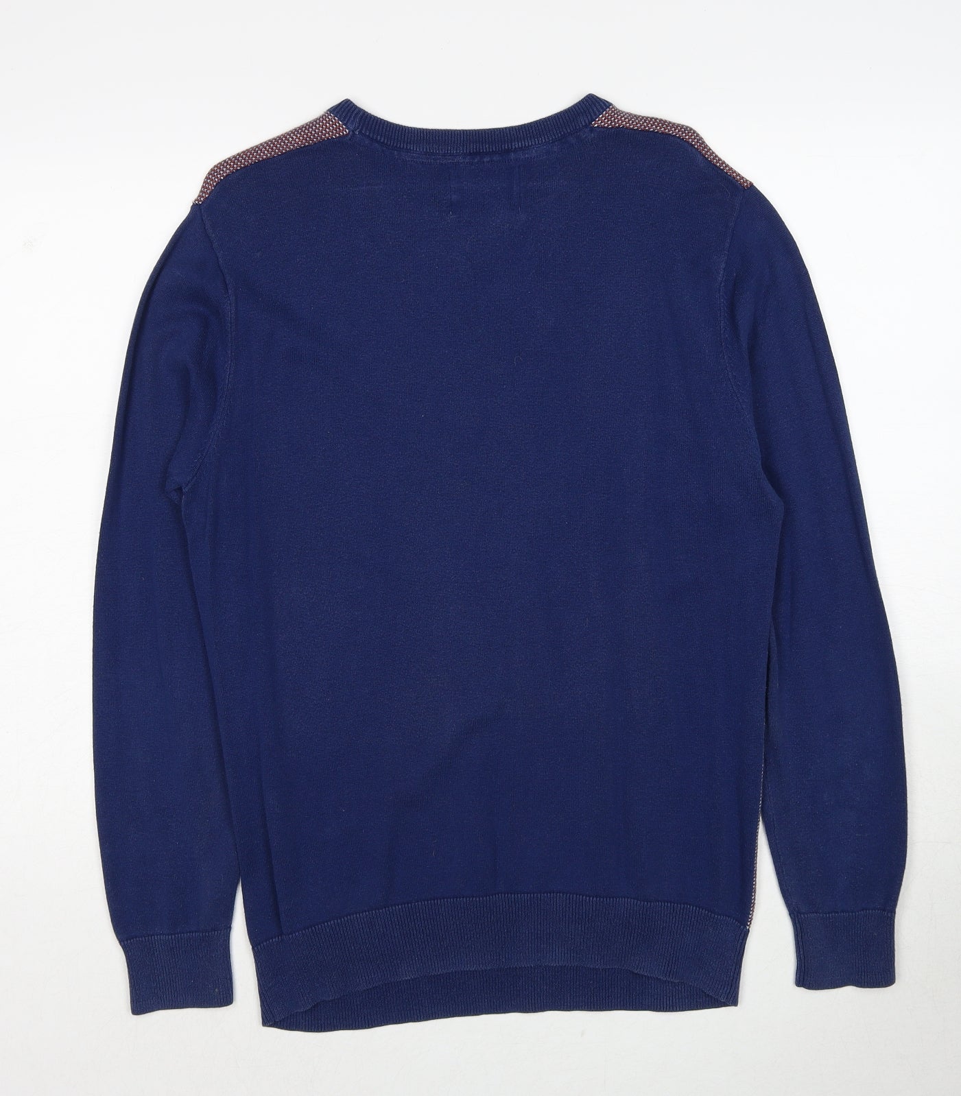 Burton Mens Blue Round Neck Geometric Cotton Pullover Jumper Size M Long Sleeve