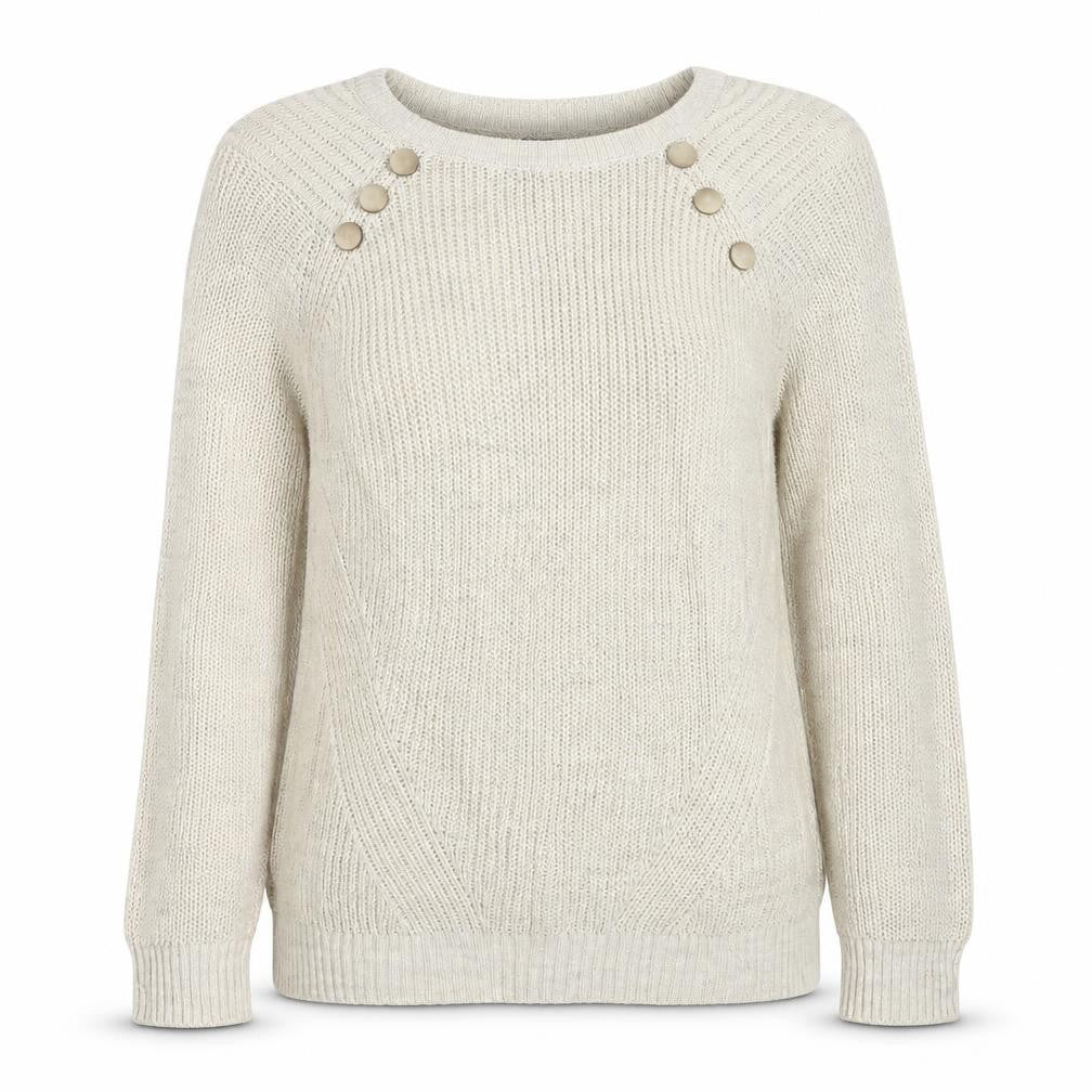 Stradivarius Womens Beige Round Neck Acrylic Pullover Jumper Size S