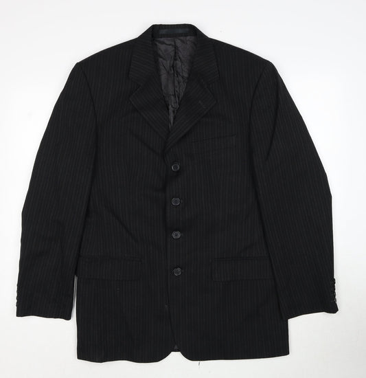 Principles Mens Black Striped Wool Jacket Suit Jacket Size 38 Regular