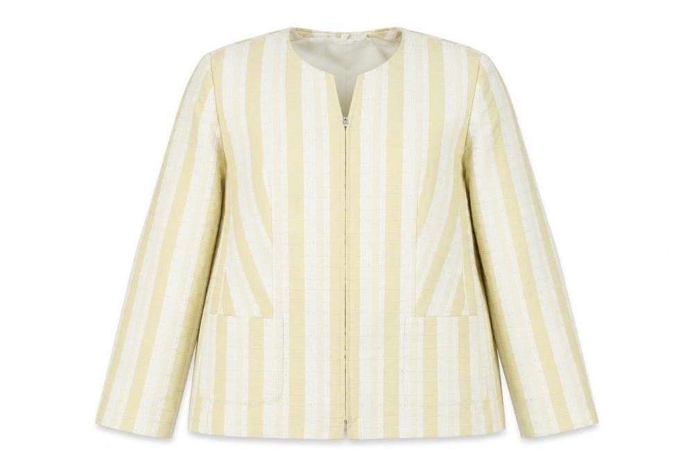 Andrea Womens Ivory Striped Jacket Size 20 Zip