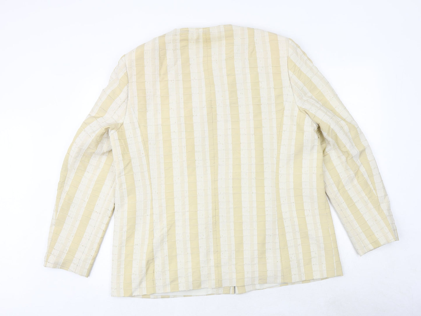 Andrea Womens Ivory Striped Jacket Size 20 Zip