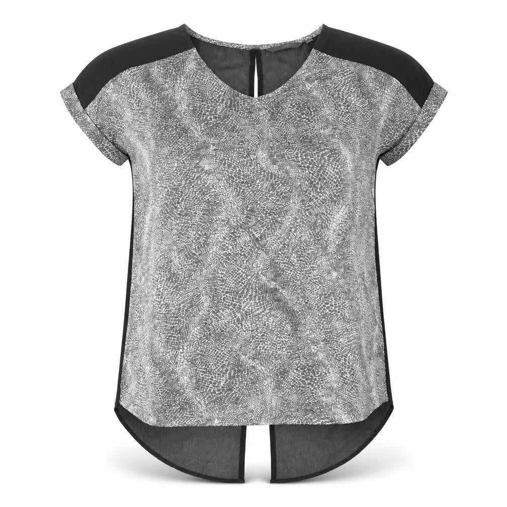NEXT Womens Grey Geometric Polyester Basic Blouse Size 6 Round Neck