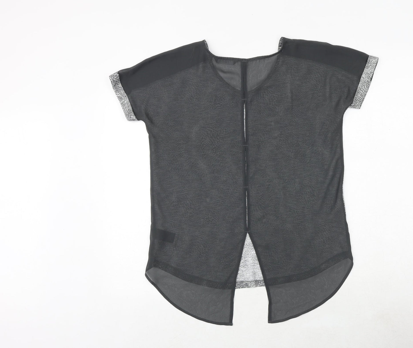 NEXT Womens Grey Geometric Polyester Basic Blouse Size 6 Round Neck