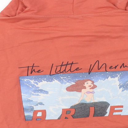 Disney Womens Pink Cotton Pullover Hoodie Size 12 Pullover - Little Mermaid