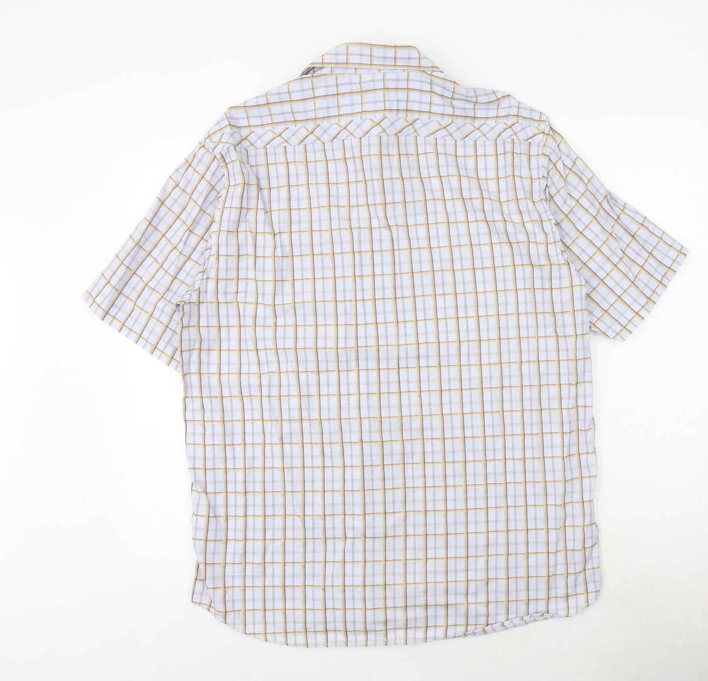 ARMANDO Mens Blue Check 100% Cotton Button-Up Size XL Collared Button