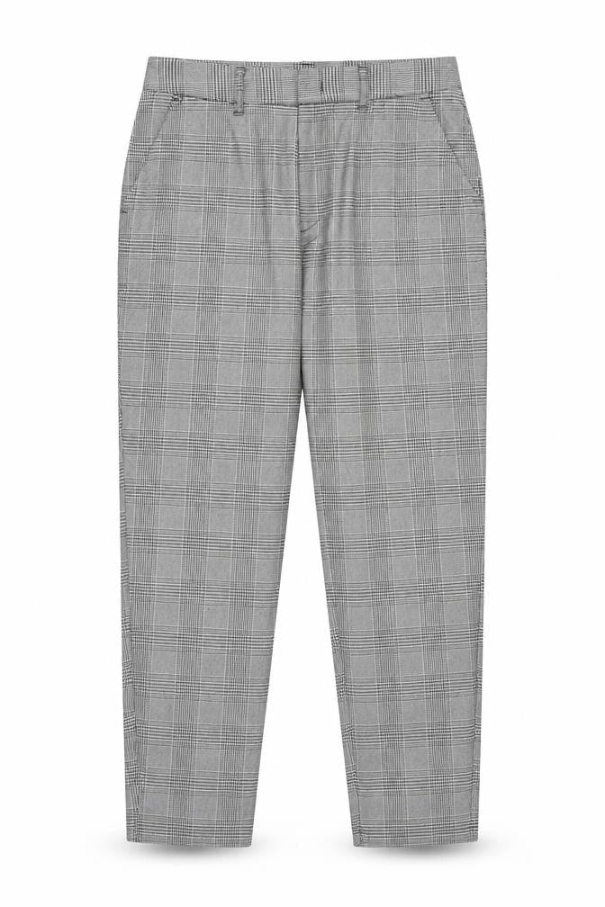 Bluesteel Mens Grey Plaid Polyester Carrot Trousers Size M Regular Zip