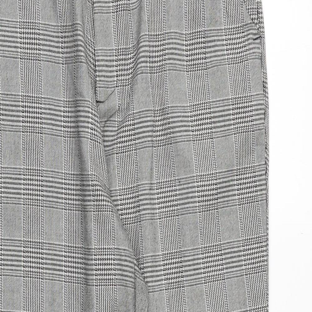 Bluesteel Mens Grey Plaid Polyester Carrot Trousers Size M Regular Zip