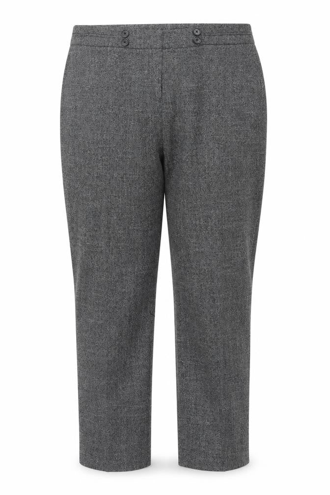 M&Co Womens Grey Geometric Polyester Chino Trousers Size 14 Regular Zip