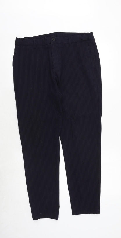 Preloved Zara Mens Blue Polyester 2 Piece Suit Trousers Size L Regular Zip - Front