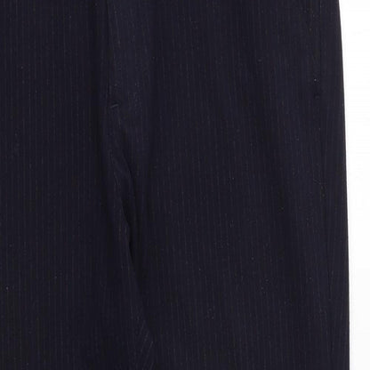 Preloved Zara Mens Blue Polyester 2 Piece Suit Trousers Size L Regular Zip - Detail