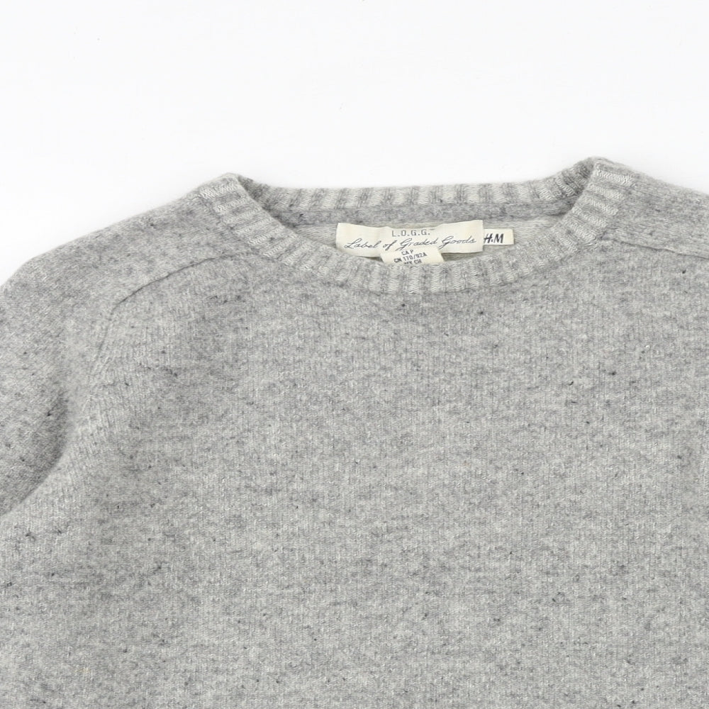 H&M Womens Grey Round Neck Acrylic Pullover Jumper Size S