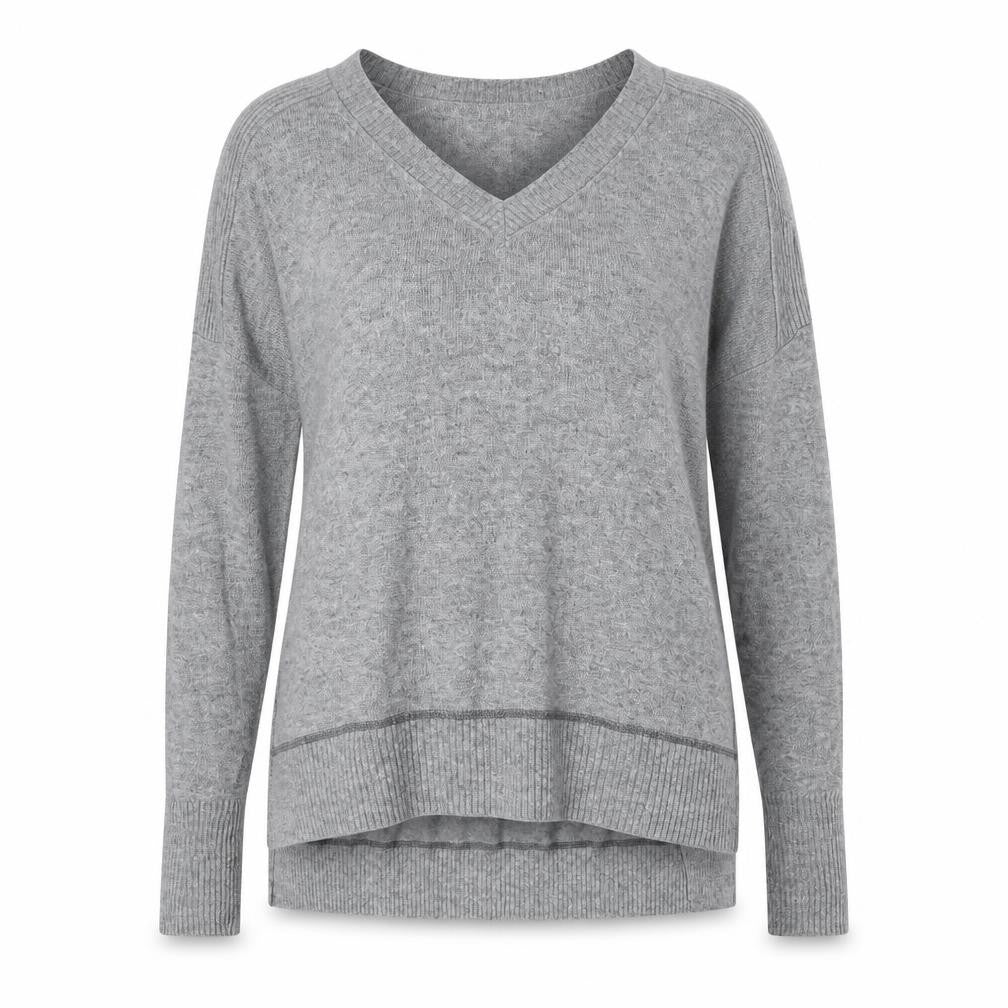 River Island Womens Grey V-Neck Viscose Pullover Jumper Size 8 - Elbow Patches