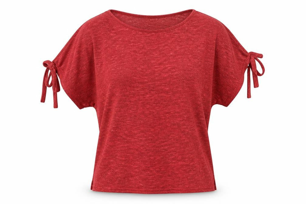 New Look Womens Red Polyester Basic Blouse Size S Boat Neck - Cold Shoulder