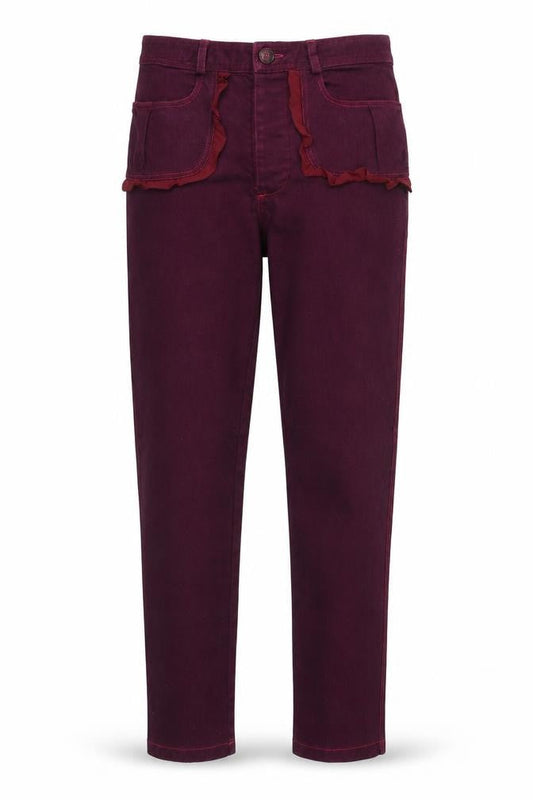 Borne Womens Purple Cotton Tapered Jeans Size 32 in Regular Zip