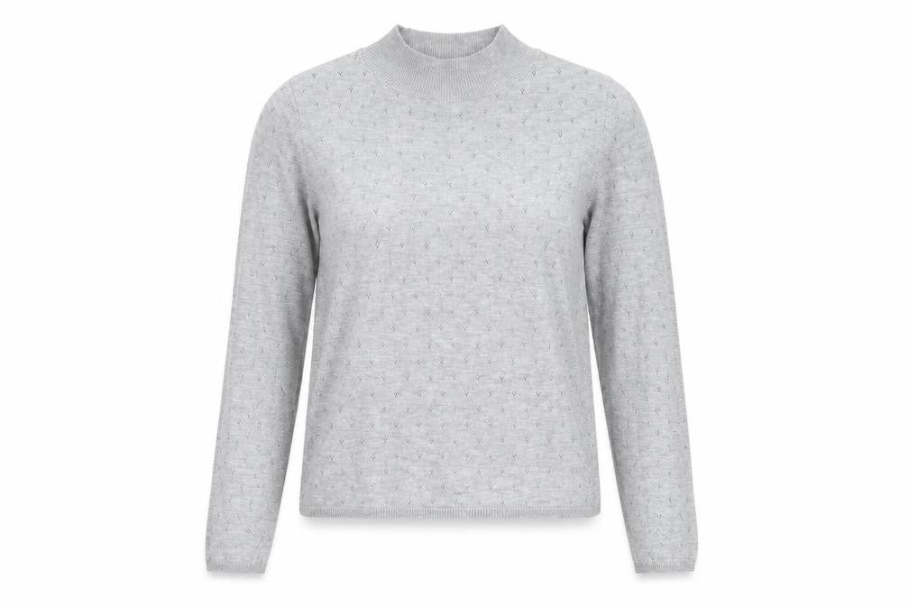 Stradivarius Womens Grey Mock Neck Geometric Acrylic Pullover Jumper Size M
