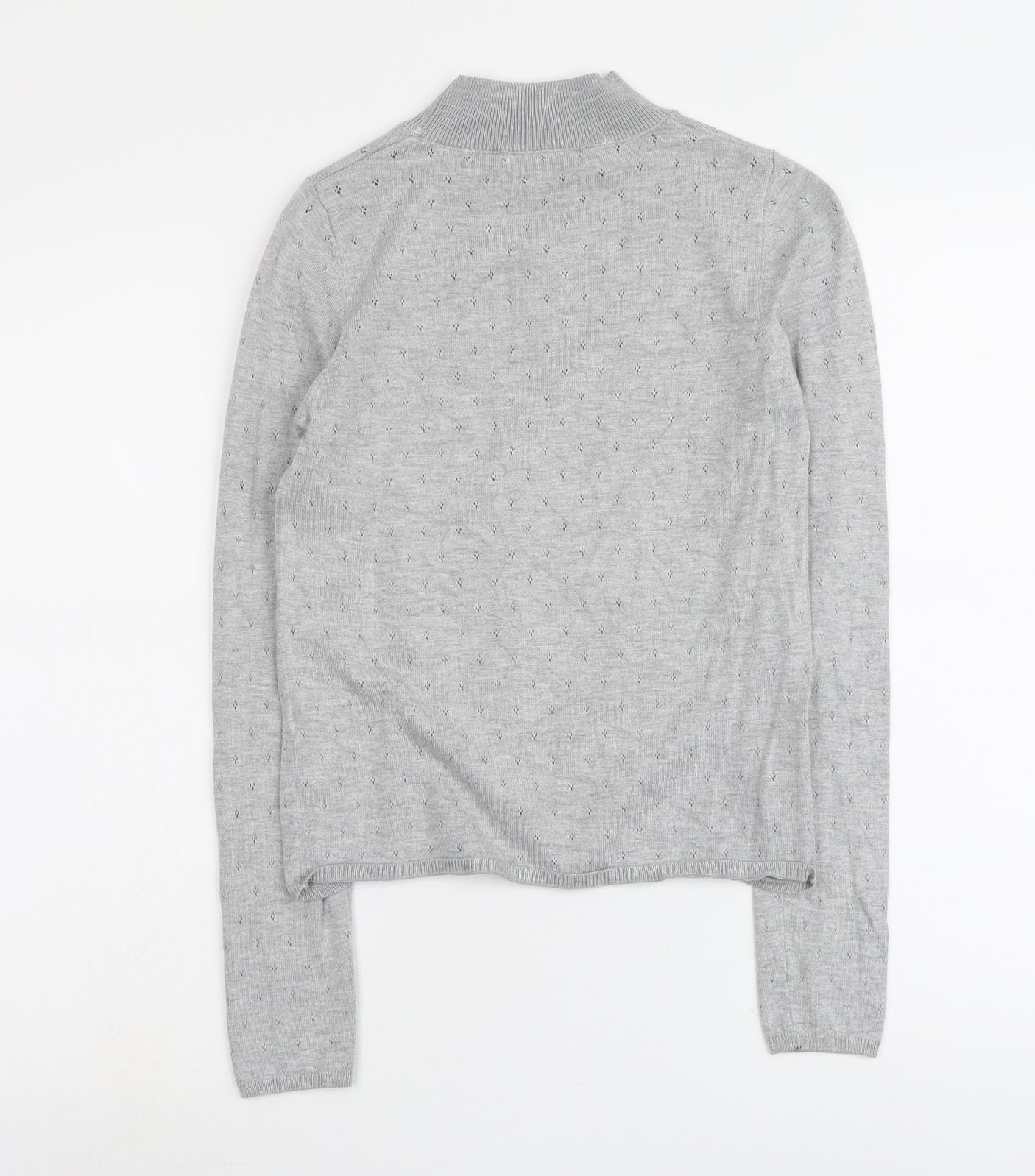 Stradivarius Womens Grey Mock Neck Geometric Acrylic Pullover Jumper Size M