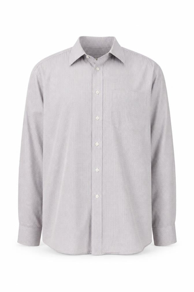 Marks & Spencer Mens Pink Check Polyester Button-Up Size 16.5 Collared Button