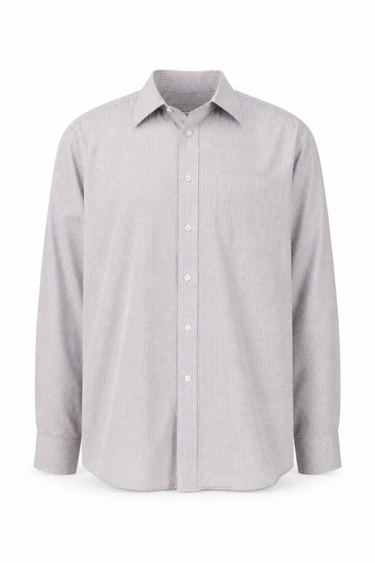 Marks & Spencer Mens Pink Check Polyester Button-Up Size 16.5 Collared Button