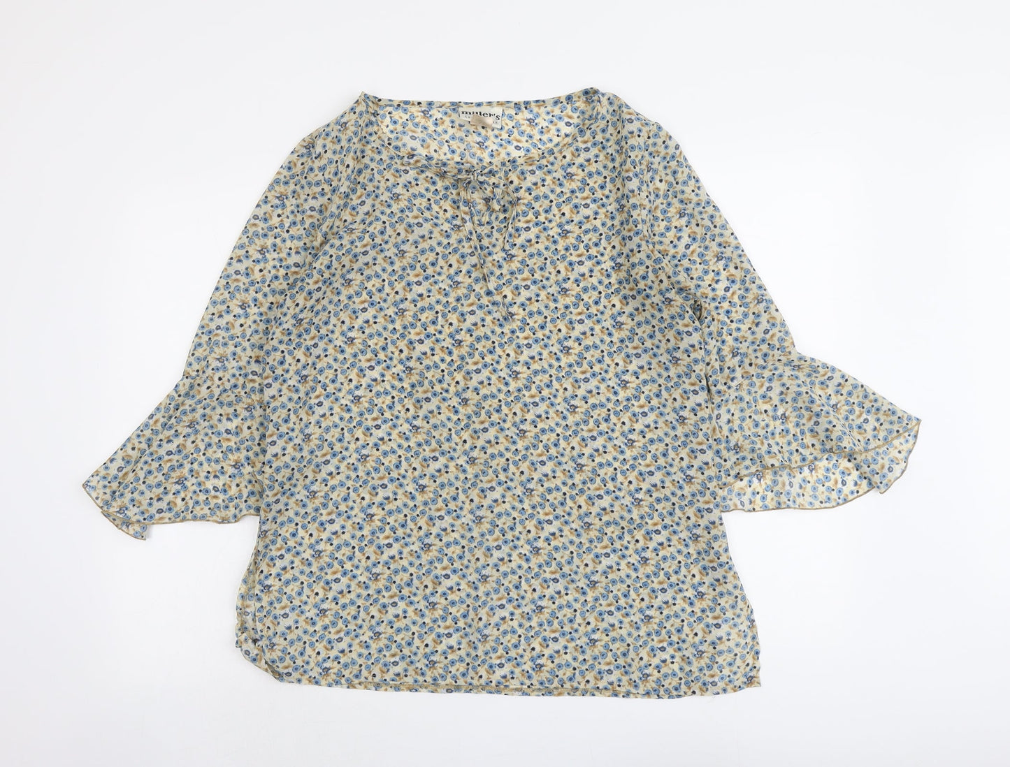 Miller's Womens Beige Floral Polyester Basic Blouse Size 12 Round Neck