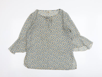 Miller's Womens Beige Floral Polyester Basic Blouse Size 12 Round Neck