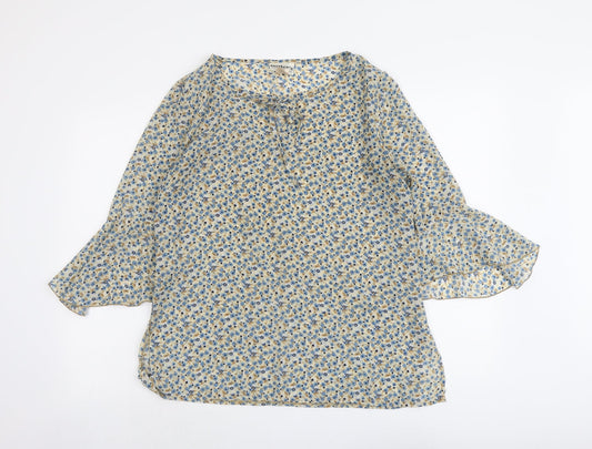 Miller's Womens Beige Floral Polyester Basic Blouse Size 12 Round Neck