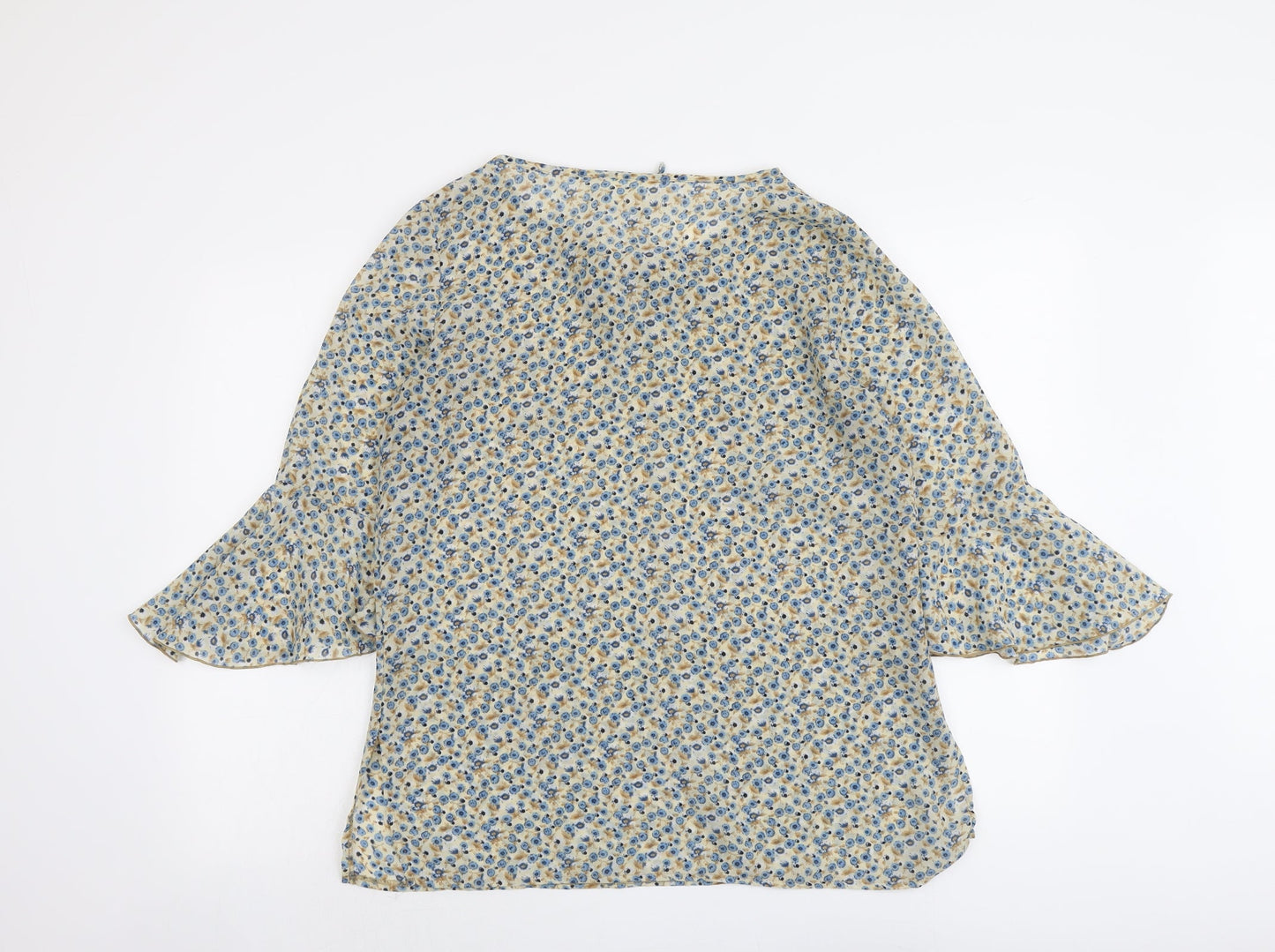 Miller's Womens Beige Floral Polyester Basic Blouse Size 12 Round Neck
