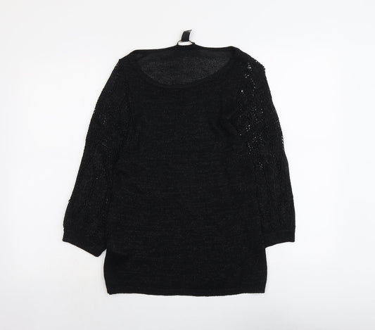 Mango Womens Black Round Neck Viscose Pullover Jumper Size L