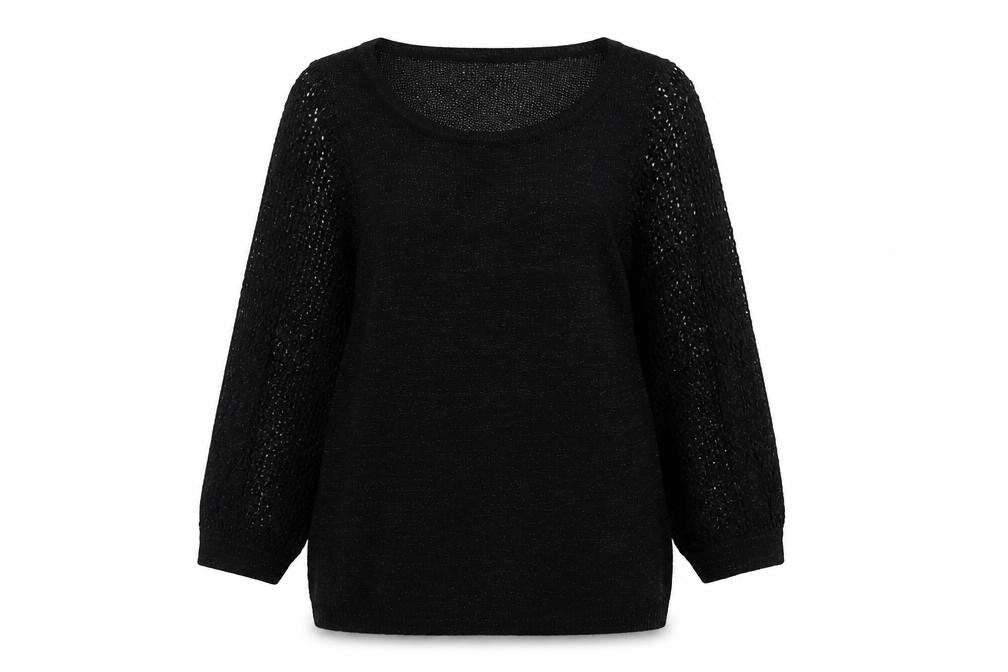 Mango Womens Black Round Neck Viscose Pullover Jumper Size L