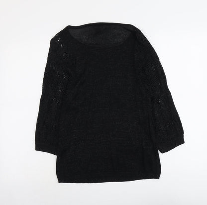 Mango Womens Black Round Neck Viscose Pullover Jumper Size L
