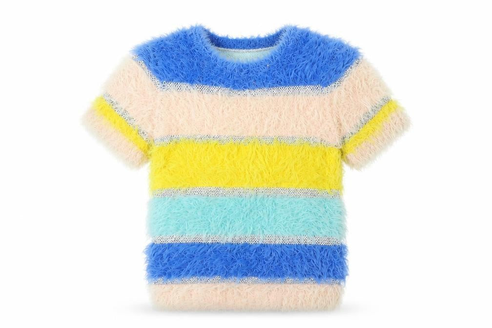 John Lewis Girls Multicoloured Round Neck Striped Polyamide Pullover Jumper Size 6 Years Pullover - Fluffy