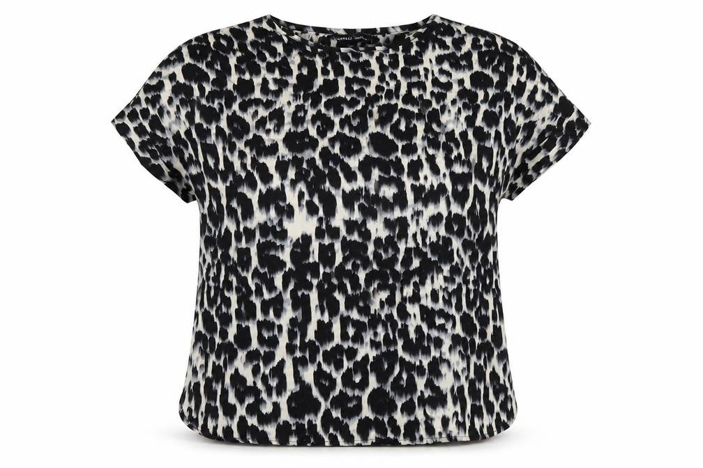 Capsule Womens Beige Animal Print Polyester Basic Blouse Size 12 Round Neck - Leopard Print