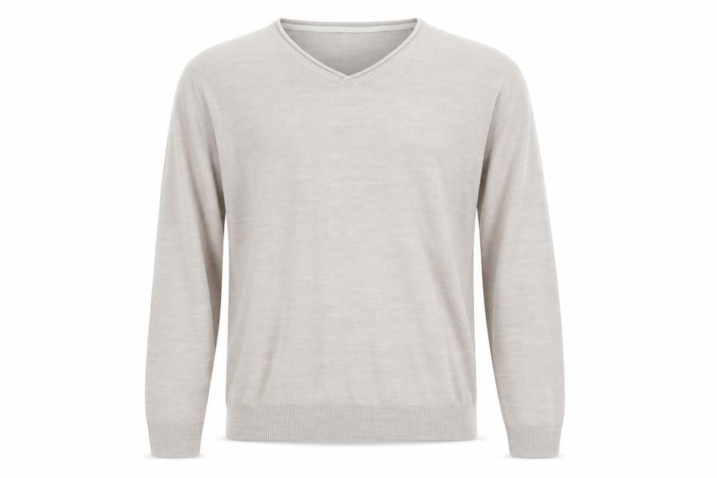 Industralize Mens Beige V-Neck Acrylic Pullover Jumper Size L Long Sleeve