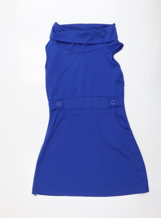 Indulgence Womens Blue Polyester Mini Size M Roll Neck Pullover