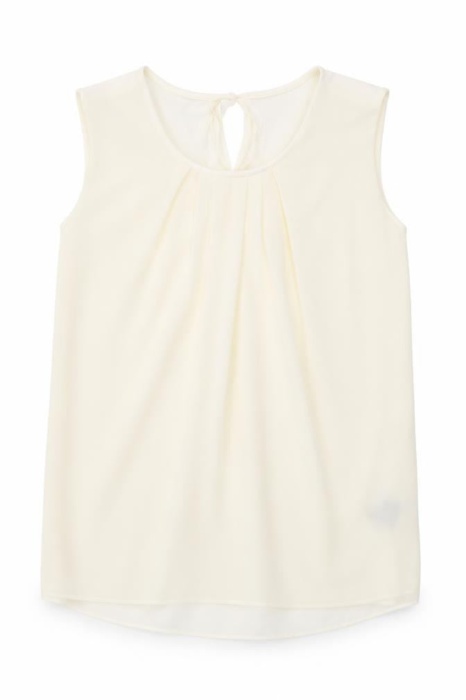 Premise Womens Ivory Viscose Basic Tank Size L Round Neck