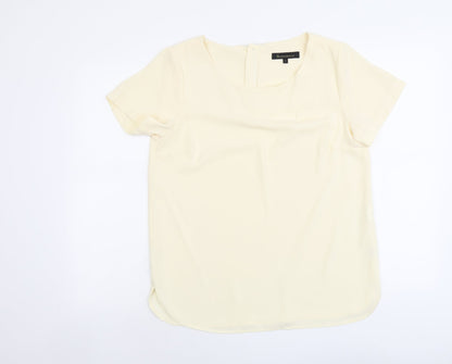 Marks & Spencer Womens Ivory Polyester Basic Blouse Size 12 Round Neck