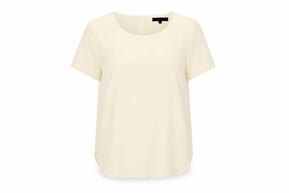 Marks & Spencer Womens Ivory Polyester Basic Blouse Size 12 Round Neck