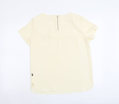 Marks & Spencer Womens Ivory Polyester Basic Blouse Size 12 Round Neck