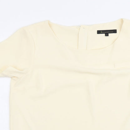 Marks & Spencer Womens Ivory Polyester Basic Blouse Size 12 Round Neck