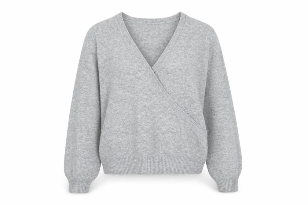 Miss Selfridge Womens Grey V-Neck Acrylic Pullover Jumper Size 6